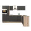 Mobila de bucatarie de colt Yorki 310, corp din stejar sonoma, cu fata antracit satinat