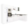 Mobila de bucatarie de colt Yorki 340, corp alb, cu fata alb satinat