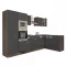 Mobila de bucatarie de colt Yorki 340, corp stejar Yorki, fata antracit satinat, cu dulap cu raft
