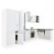 Dulap de bucatarie de colt Yorki 370, corp alb, fata alb satinat, element cuptor inferior, dulap cu raft, frigider congelator inferior