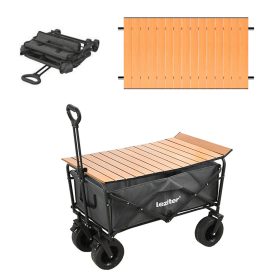   Cărucior de plajă pliabil de grădină premium cu masă gri