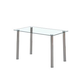 Masa de dining patrata Berna 140 cm din sticla transparenta