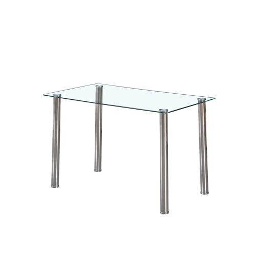 Masa de dining patrata Berna 140 cm din sticla transparenta