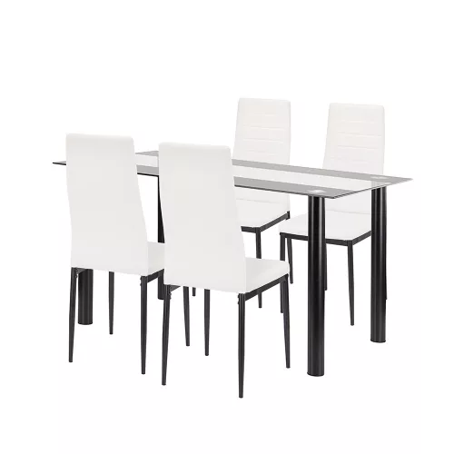 Set de sufragerie Denton 4+1 alb-negru