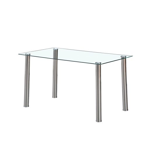 Masa de dining patrata Berna 140 cm din sticla transparenta