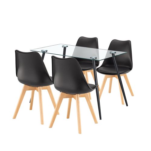 Milo 4+1 set de luat masa negru-negru