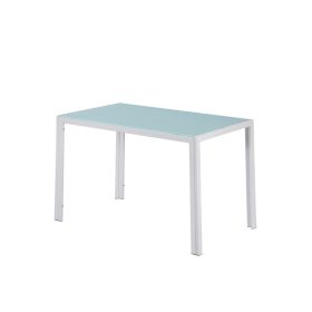 Masa patrata Ezra 120 cm, din sticla, alba