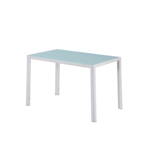 Masa patrata Ezra 120 cm, din sticla, alba