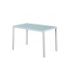 Masa patrata Ezra 120 cm, din sticla, alba