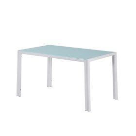 Masa patrata Ezra 140 cm, din sticla, alba