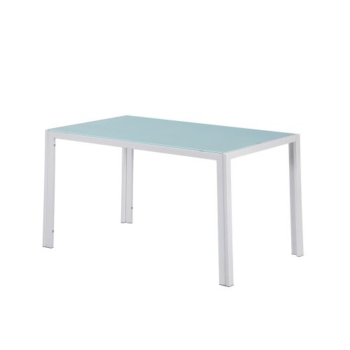 Masa patrata Ezra 140 cm, din sticla, alba