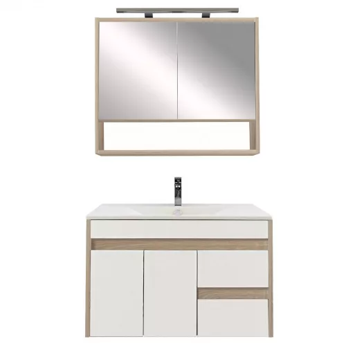 Mobilier complet de baie Luna 80, stejar Sonoma-alb