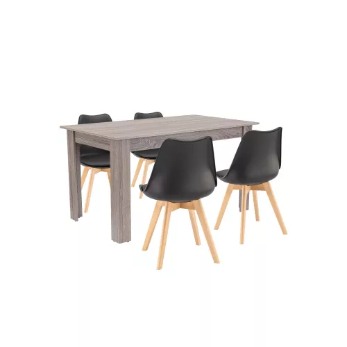 Set de masa Zara 4-1 negru-stejar York
