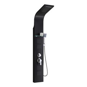 Panou de dus cu hidromasaj Alegro Black, otel inoxidabil