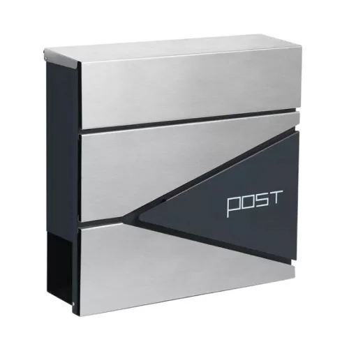 Homepost cutie poștală în aer liber cu suport pentru ziare blocabilă gri-antracit