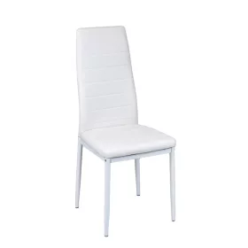 Scaun de masa Tino NOVA, piele textila alba - metal - alb