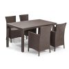 Set de mobilier de gradina Meliowa cu 4 locuri, maro, cu perne taupe calde