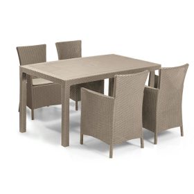 Set de mobilier de gradina Meliowa cu 4 locuri, culoare cappuccino, cu perna nisip