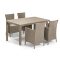 Set de mobilier de gradina Meliowa cu 4 locuri, culoare cappuccino, cu perna nisip