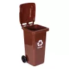 Set coș de gunoi 2x120L negru, maro, cu roți de cauciuc