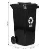 Coș de gunoi 120 l negru, cu roți de cauciuc
