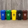 Coș de gunoi 120 l galben, cu roți de cauciuc