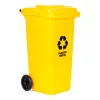 Coș de gunoi 120 l galben, cu roți de cauciuc