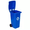 Coș de gunoi 120 l albastru, cu roți de cauciuc