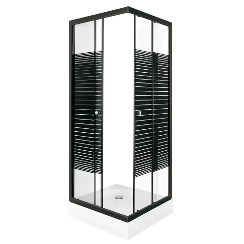 Cabina de dus PICO Black Stripe 90 patrate cu cadita de dus