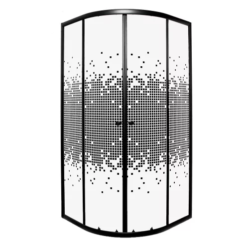 Cabina de dus curbata Pixel Black 90 fara cadita de dus