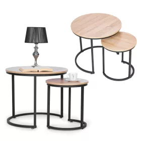 Set masă de cafea cu cadru metalic 2 buc