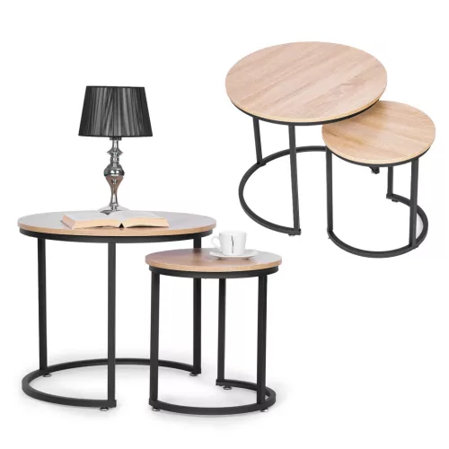 Set masă de cafea cu cadru metalic 2 buc