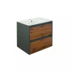 Mobilier de baie Porto 60 cu baza si lavoar in culoarea stejarului rustic antracit