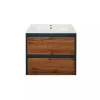 Mobilier de baie Porto 60 cu baza si lavoar in culoarea stejarului rustic antracit