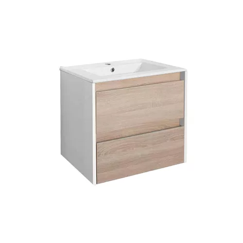Dulap de baza Porto 60 cu lavoar alb-stejar sonoma