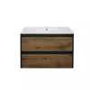 Mobilier de baie Porto 80 cu baza si lavoar in culoarea stejarului rustic antracit