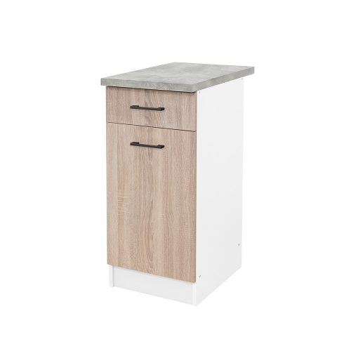 Practică 40 dulap inferior 1 ușă 1 sertar, stejar alb-sonoma
