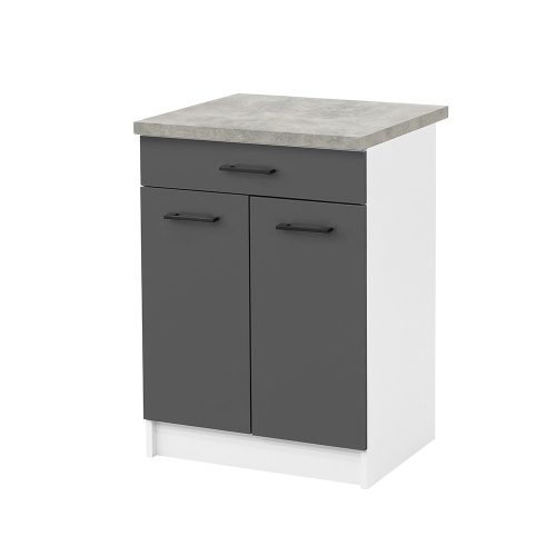 Praktik 60 dulap de bază 2 uși 1 sertar, alb-antracit