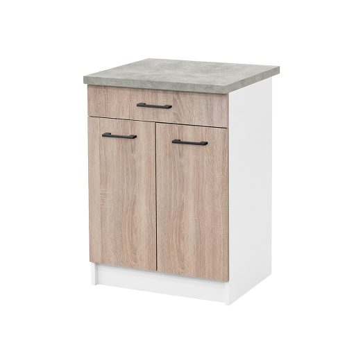 Practică 60 dulap inferior 2 uși 1 sertar, stejar alb-sonoma