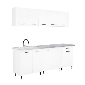 Dulap de bucătărie Primo 220 alb cu blat cromix