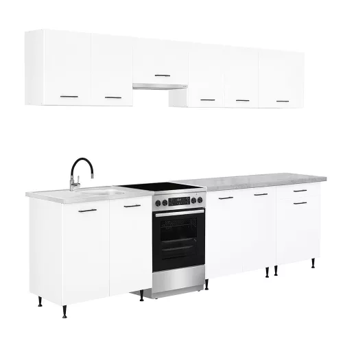 Unitate de bucătărie Primo 280 alb cu blat de lucru cromix