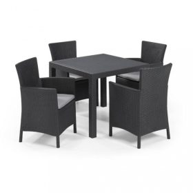 Set de mobilier de gradina Quartet cu 4 locuri, culoare grafit, cu perne gri deschis