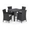 Set de mobilier de gradina Quartet cu 4 locuri, culoare grafit, cu perne gri deschis