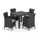 Set de mobilier de gradina Quartet cu 4 locuri, culoare grafit, cu perne gri deschis