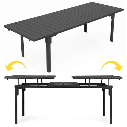Masă de grădină extensibilă 180-240 cm pentru 12 persoane, gri