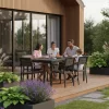 Masă de grădină extensibilă 180-240 cm pentru 12 persoane, gri