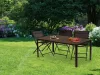 Masă de grădină cu 6 locuri 156x78 cm polywood maro