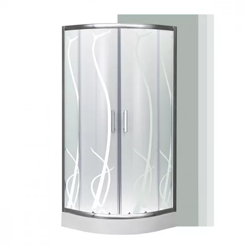 Cabina de dus curbata Spirit BAMBOO 80x80x194 cm, cu cadita de dus din acril armat