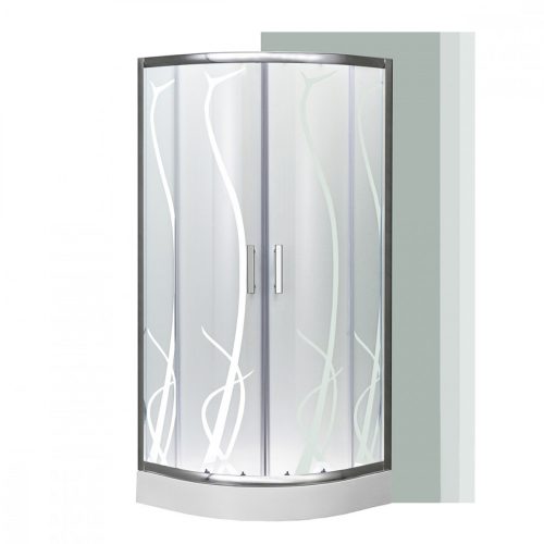 Cabina de dus curbata Spirit BAMBOO 90x90x194 cm, cu cadita de dus din acril armat