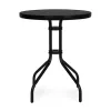Masă rotundă de grădină cu cadru metalic 60 cm sticlă călită, negru